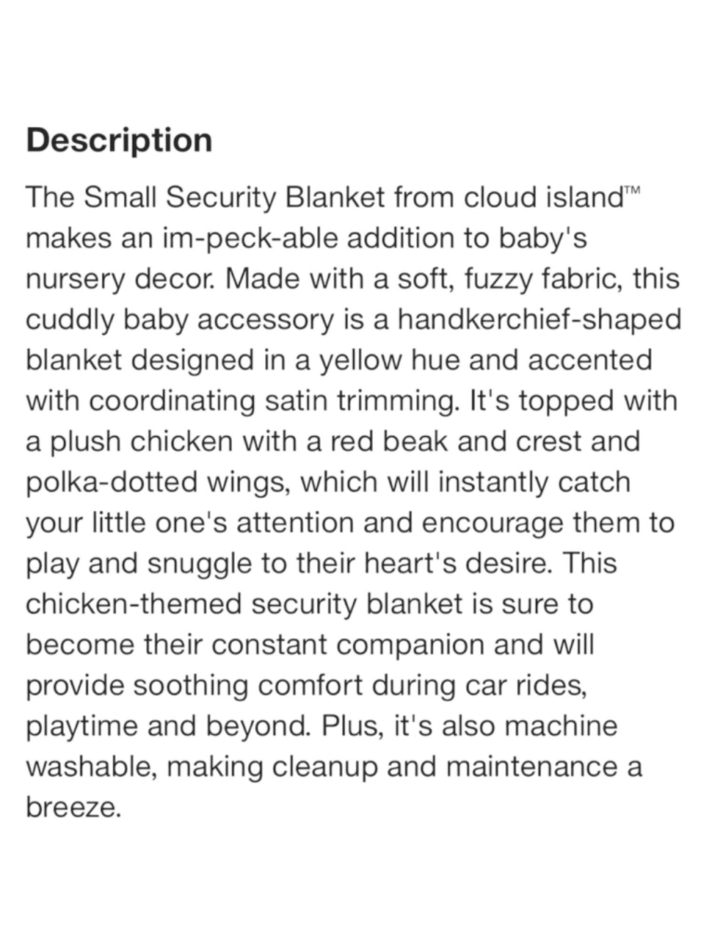 Cloud Island Plush Chicken Lovey Satin Back Crinkle Wings Security Blanket 14" - Picture 15 of 16